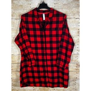 STARS ABOVE BUFFALO CHECK LONG SLEEVE SOFT BUTTON DOWN NIGHT GOWN/ NIGHT SHIRT